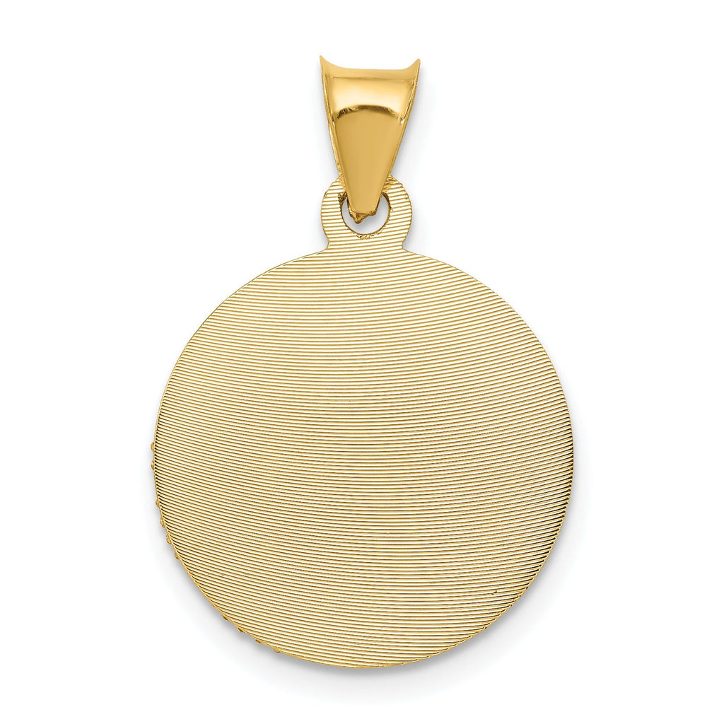 14K Yellow Gold Sagrado Corazon Pendant with Rose and White Rhodium Detailing