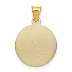 14K Yellow Gold Sagrado Corazon Pendant with Rose and White Rhodium Detailing