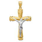 14K Two-Tone Gold Crucifix Pendant with Solid Satin Finish