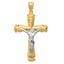 14K Two-Tone Gold Crucifix Pendant with Solid Satin Finish