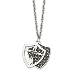 Moveable Shield Pendant Necklace in Stainless Steel