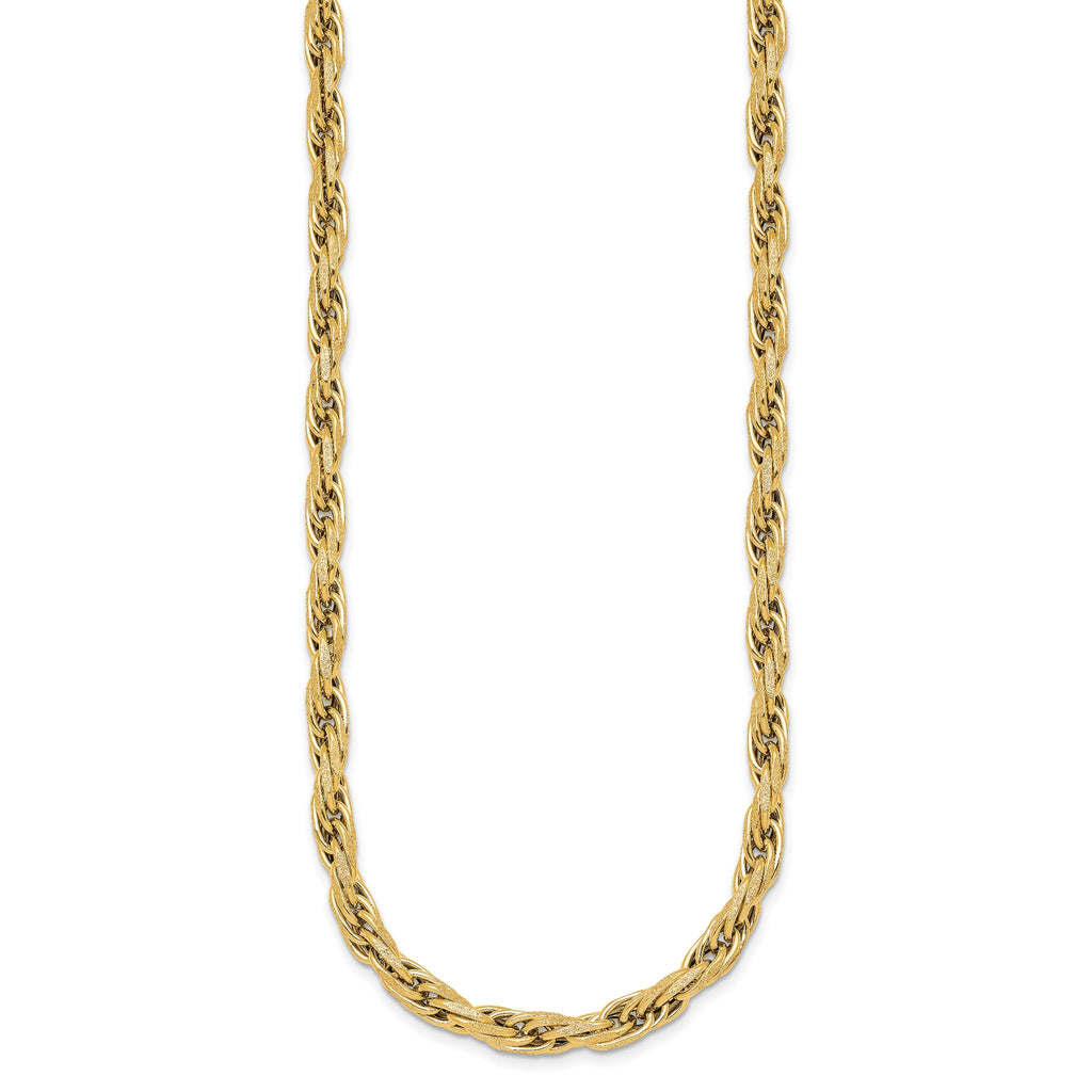 14k Polished And Textured 4.5mm Flat Rope Chain 18.25 inch Necklace