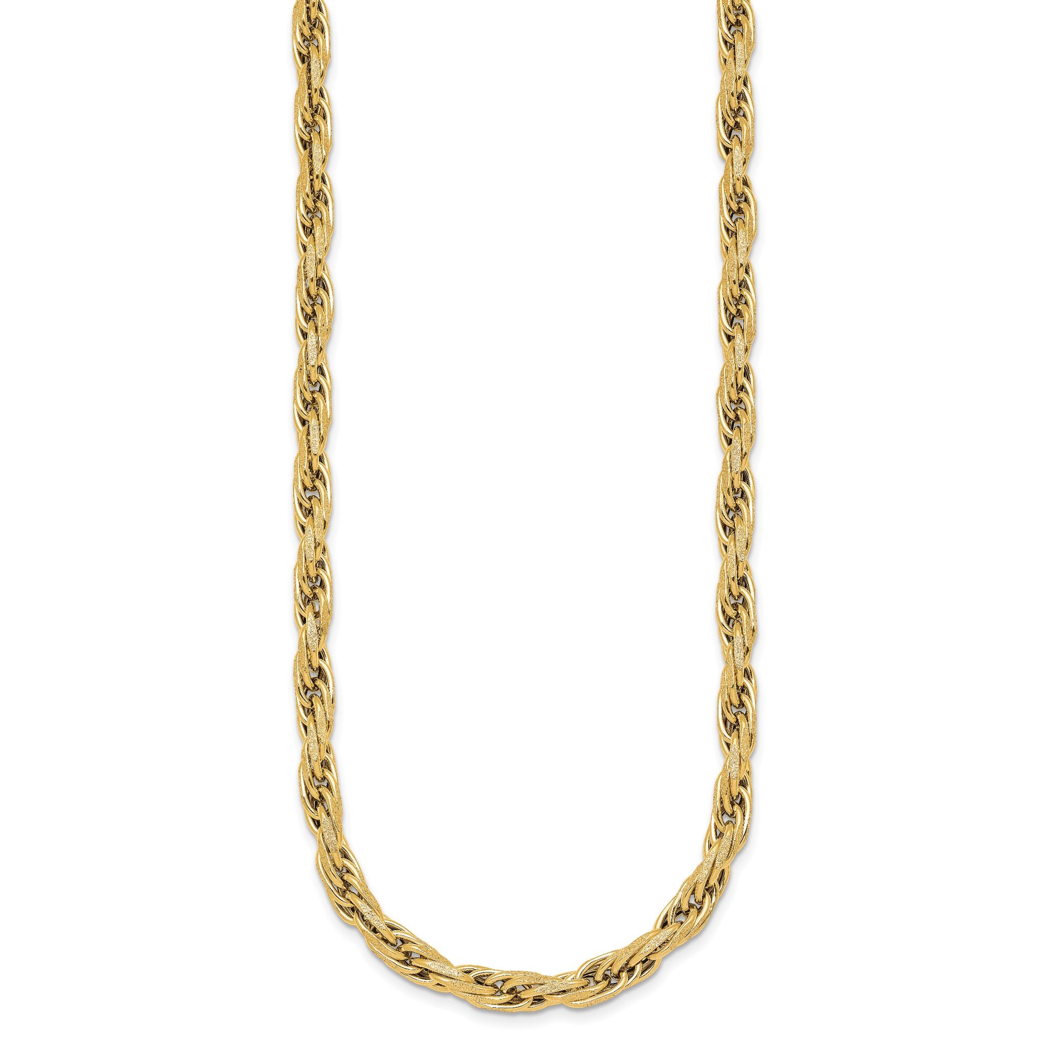 14k Polished And Textured 4.5mm Flat Rope Chain 18.25 inch Necklace