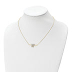 10K Rhodium-plated Polished Diamond Cut Butterfly Bar Necklace