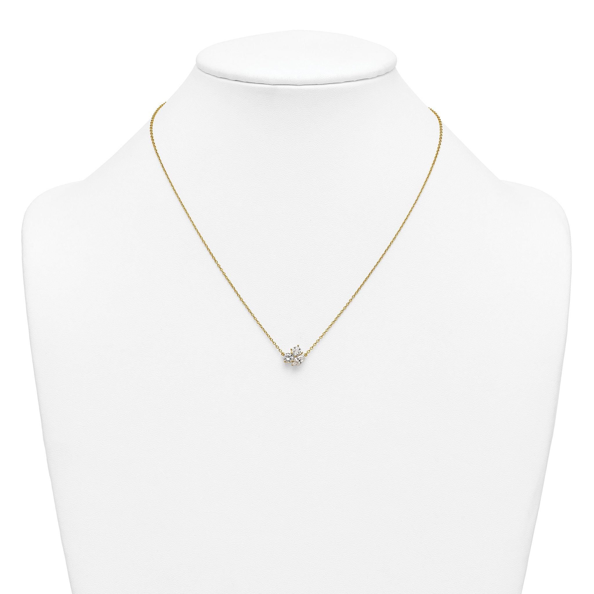 14k 1 carat Lab Grown Diamond VS+ F+ Complete 18 inch Three Stone Fashion Necklace