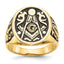 14k Men's Polished and Grooved with Black Enamel Masonic Ring