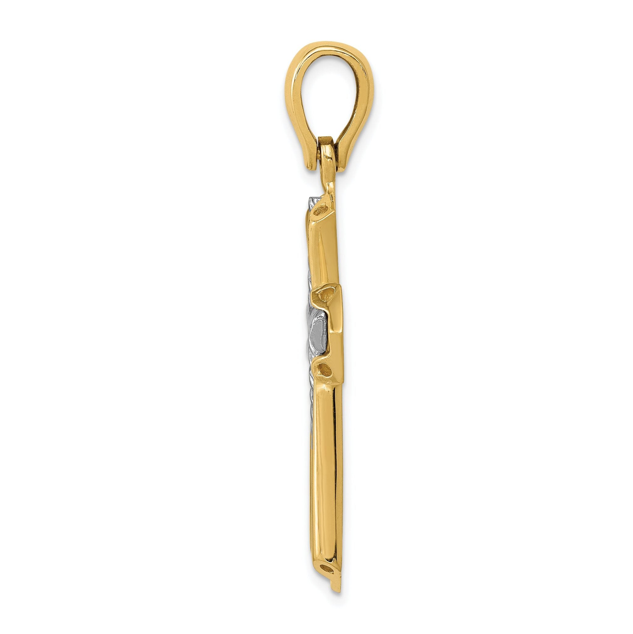 14K Two-Tone Gold Cross Pendant with Polished Finish Elegant and Timeless Secondary image