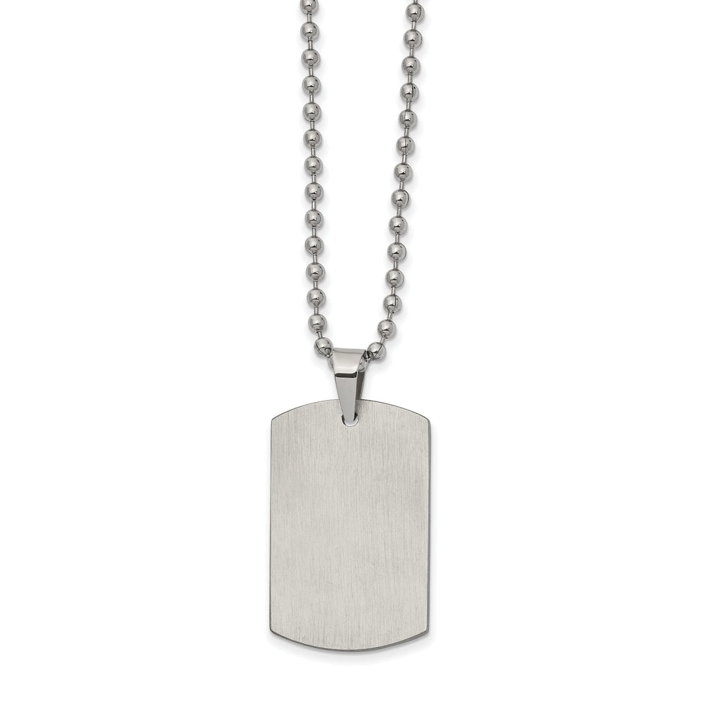 Reversible Dog Tag Necklace in Stainless Steel, 22"