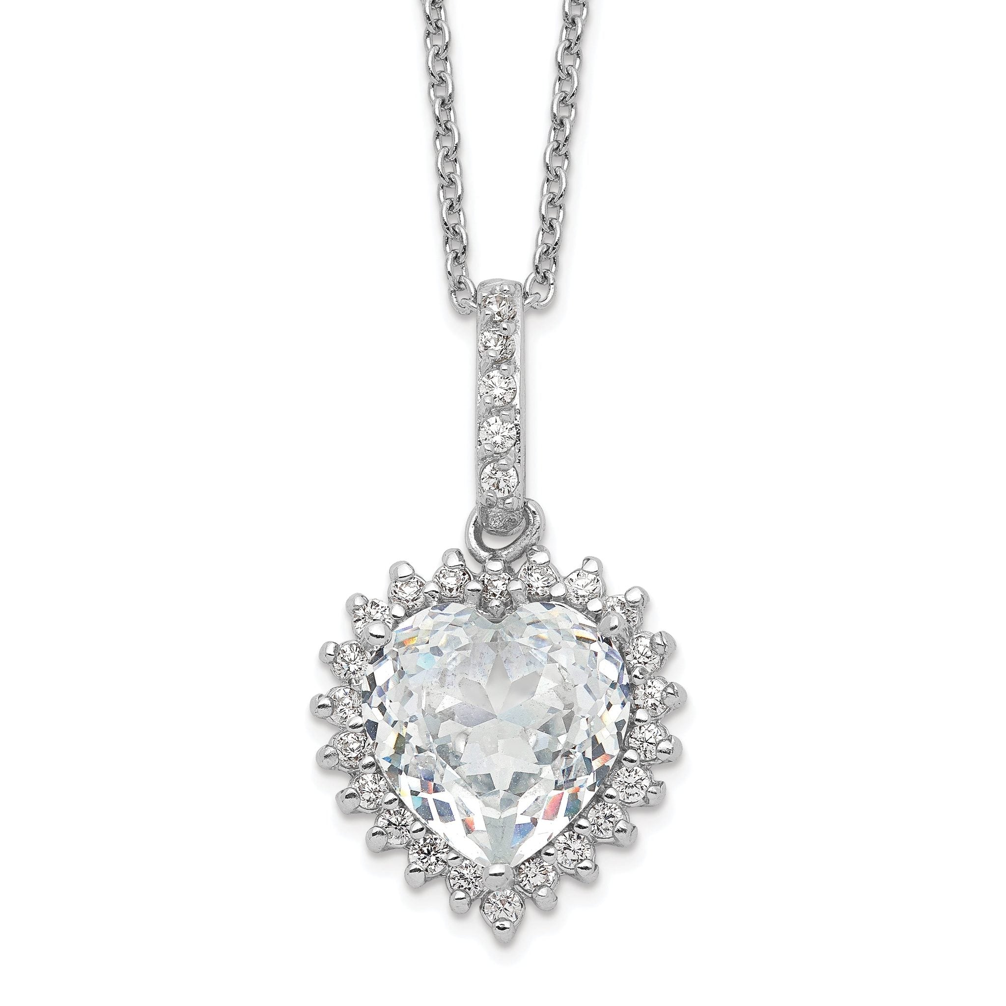 Cheryl 925 Silver Rhodium-Plated CZ Heart Necklace Elegant Gift-Ready Design Main image