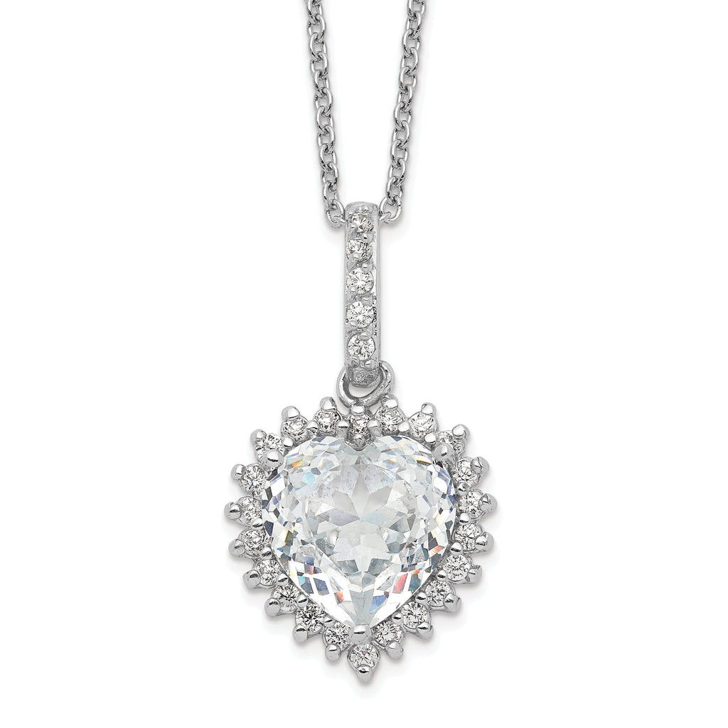 Cheryl 925 Silver Rhodium-Plated CZ Heart Necklace Elegant Gift-Ready Design