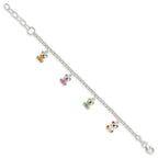 Sterling Silver Multi-color Enameled Bears With  1in ext Children's Bracelet