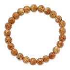 8mm Picture Stone Agate Beaded Stretch Bracelet