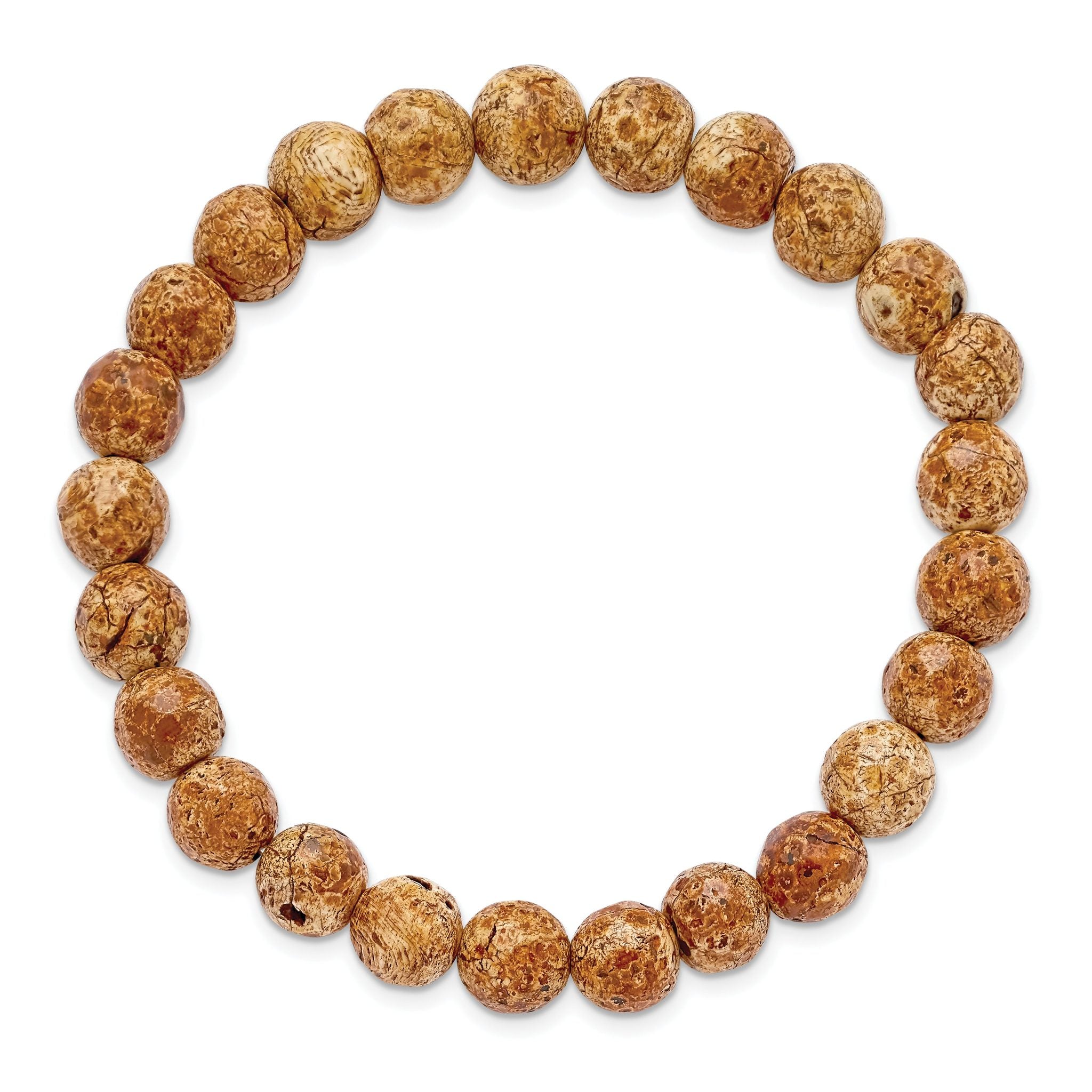 8mm Picture Stone Agate Beaded Stretch Bracelet