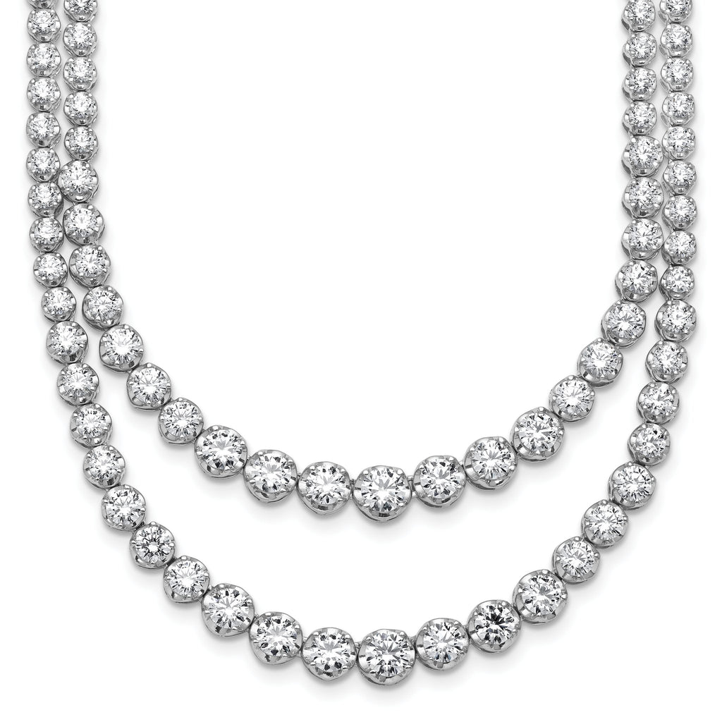14k White Gold 14 3/8 carat Lab Grown Diamond VS+ F+ Complete 16 inch Graduated Layered Tennis Necklace