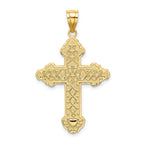 14K Flower Center Scroll Cross Charm