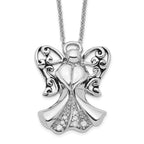 Sentimental Expressions Sterling Silver Rhodium-plated CZ Antiqued Angel of Strength 18in Necklace