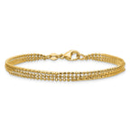 14K Polished and Diamond-cut 3-strand Bar Bracelet