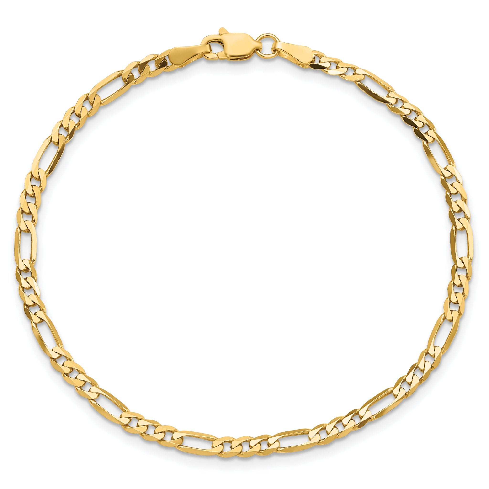 Flat Figaro Chain in 10K Yellow Gold, 3mm