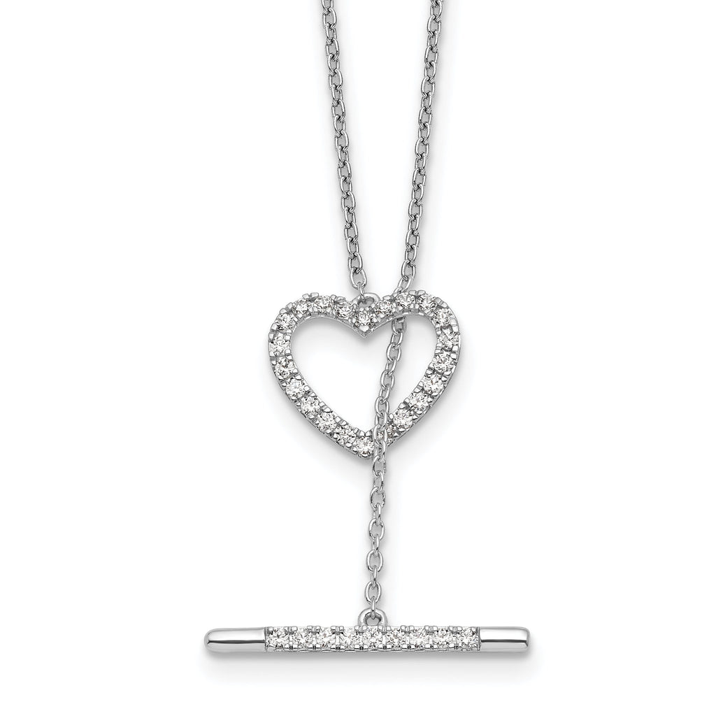 14kw 1/3 carat Lab Grown Diamond VS/SI+ G+ Complete 20 inch Heart Toggle Necklace