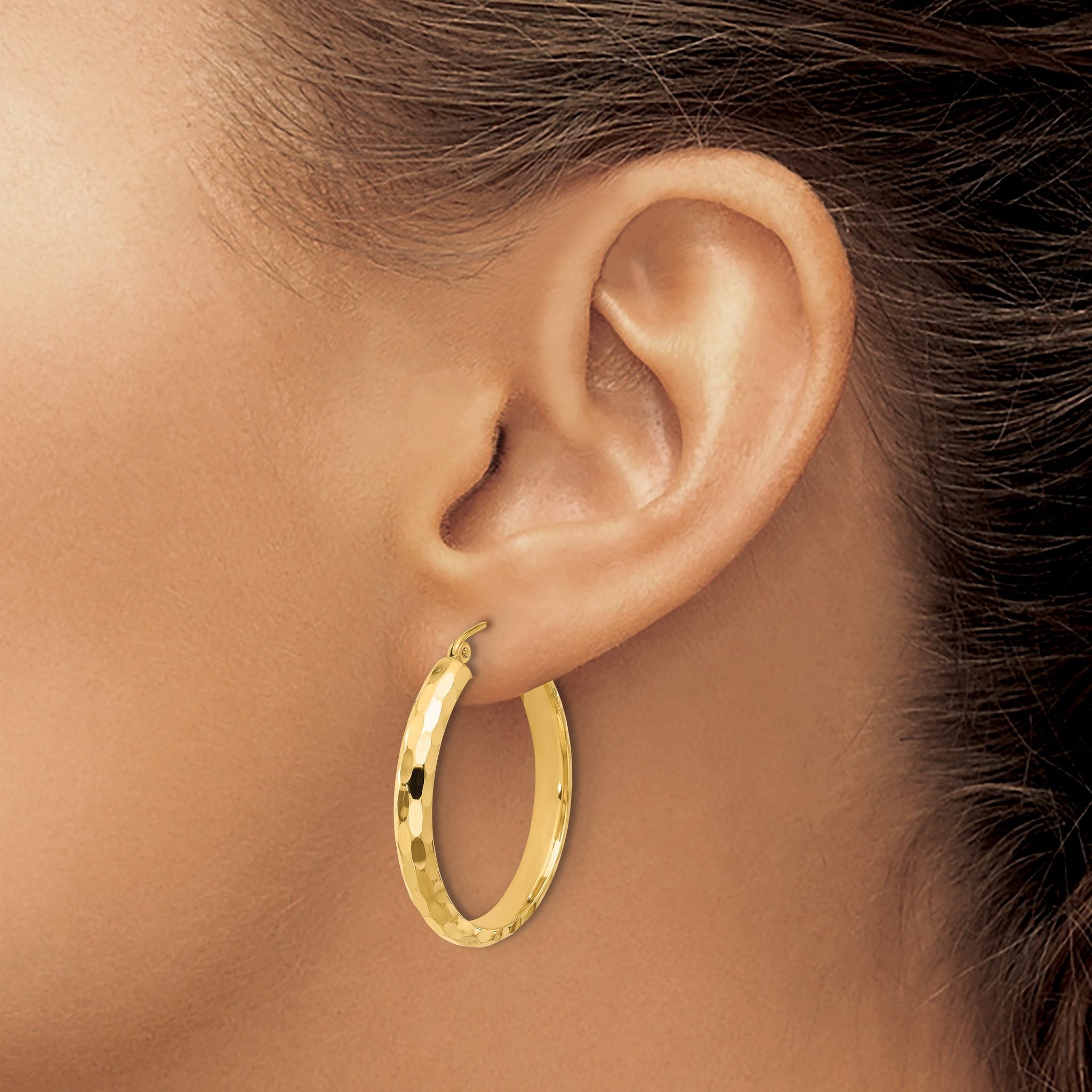 14k Diamond-cut Hoop Earrings