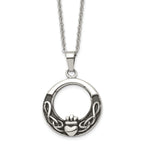 Claddagh Pendant Necklace in Stainless Steel, 18"