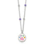 Sterling Silver Polished Beaded Enameled Multi-color Heart Pawprint Childrens 14 inch Necklace