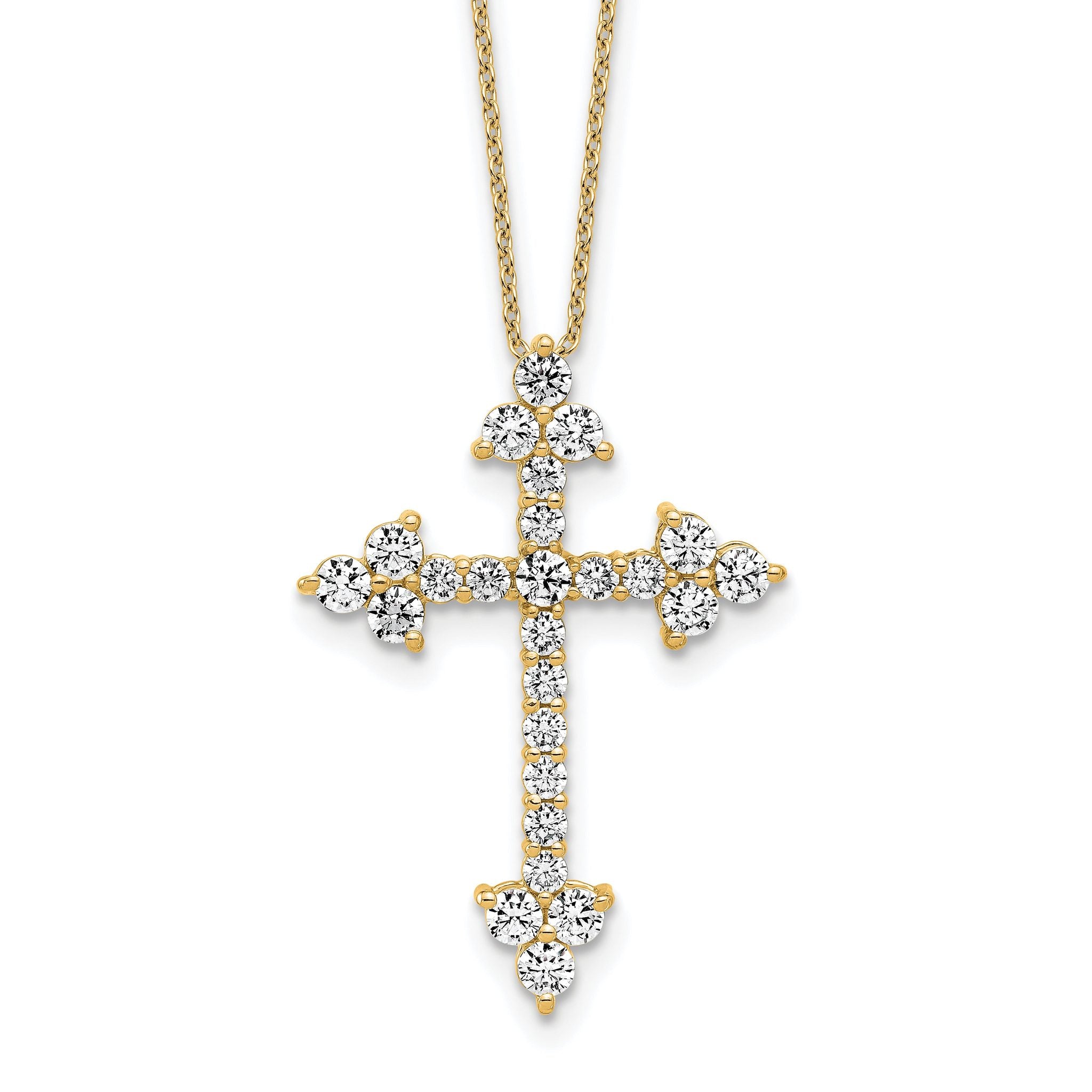 14k 1 1/2 carat Lab Grown Diamond VS/SI+ G+ Complete 18 inch Cross Pendant Necklace Main image