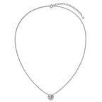 Cheryl M Sterling Silver Rhodium-plated Polished 9mm Bezel Set CZ 16 Inch with 2 Inch Extension Necklace