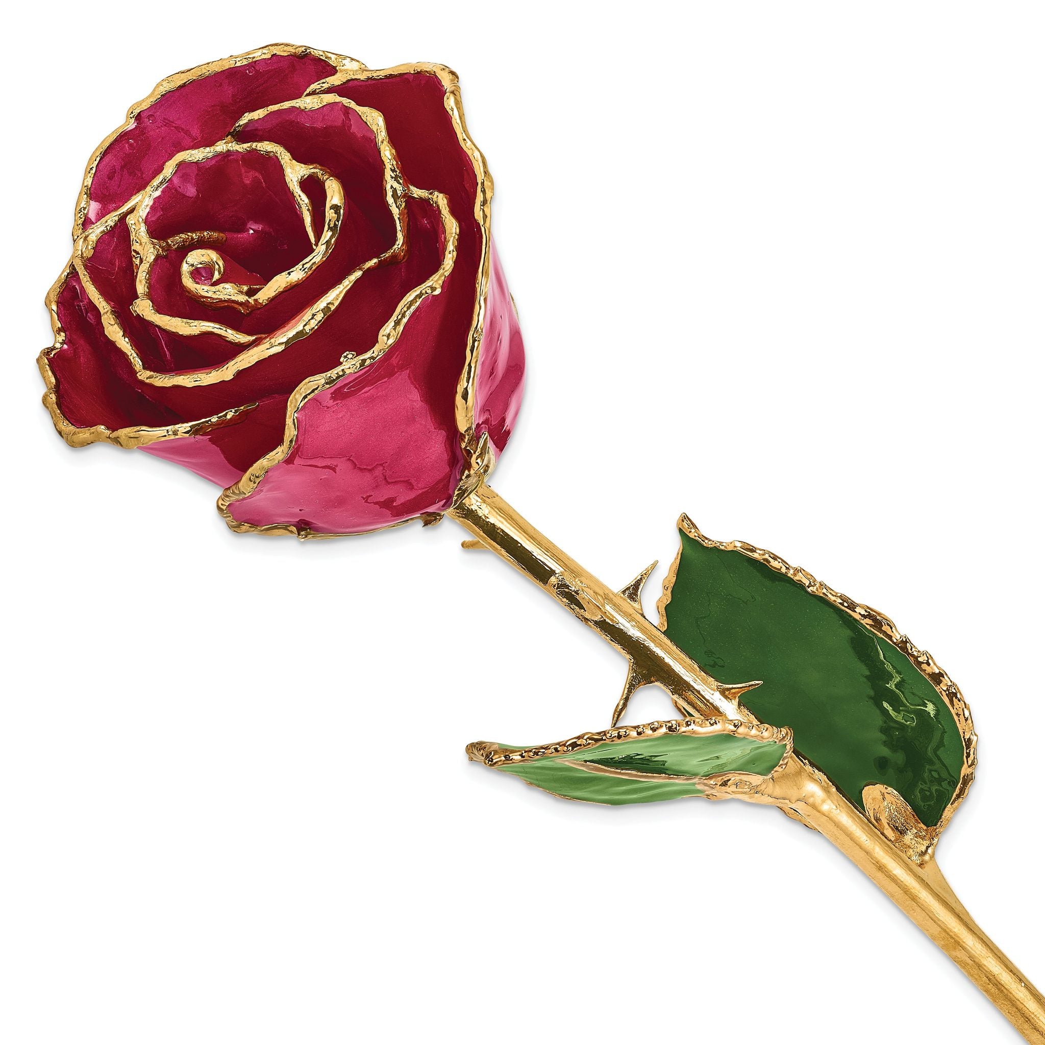 Lacquer Dipped Gold Trimmed Ruby Sun Real Rose Main image