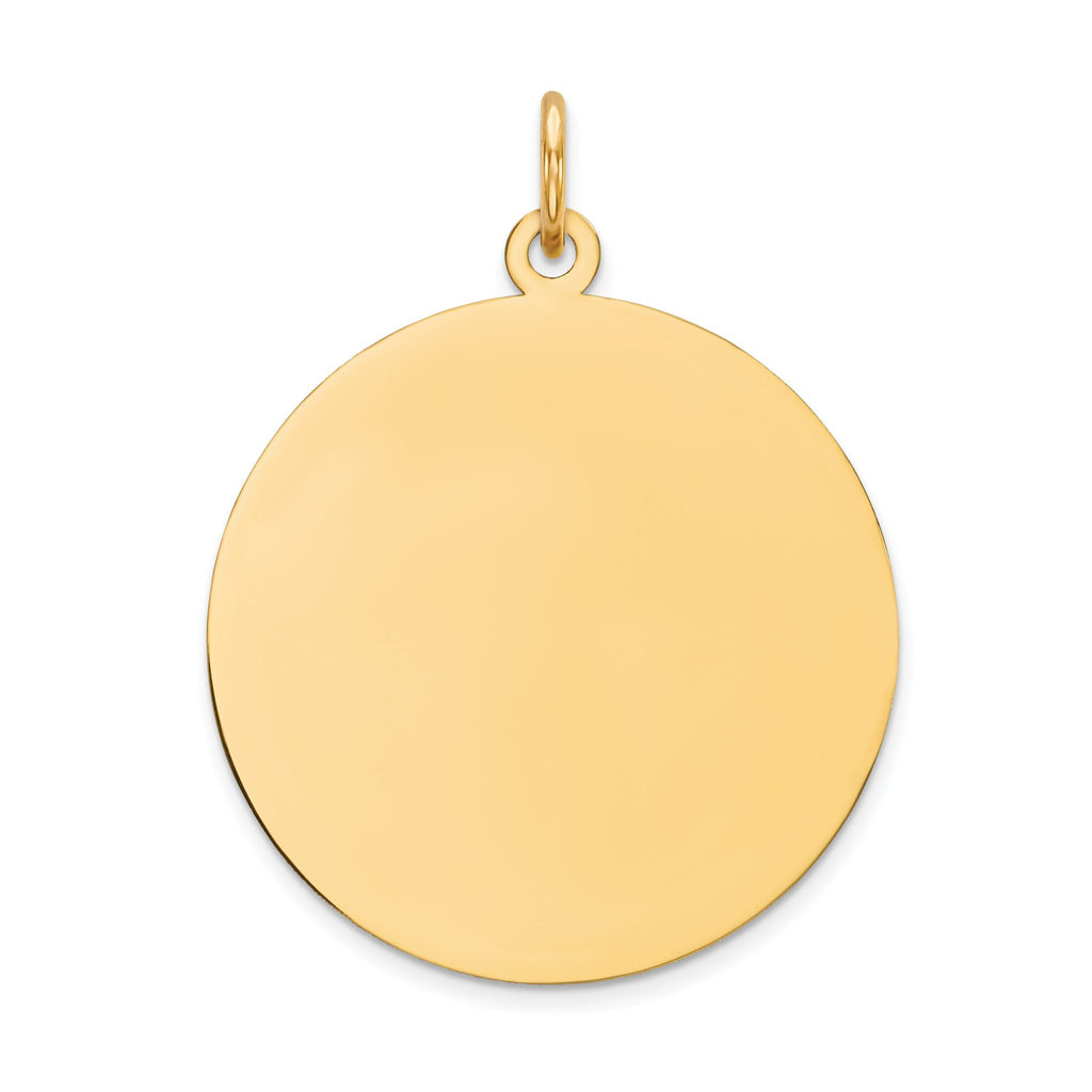 10K Gold Engravable Polished Disc Charm with Solid Design