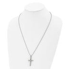 Black Enamel Cross Necklace in Stainless Steel