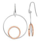 Sterling Silver Rh-p Rose-tone Polished Dangle Earrings
