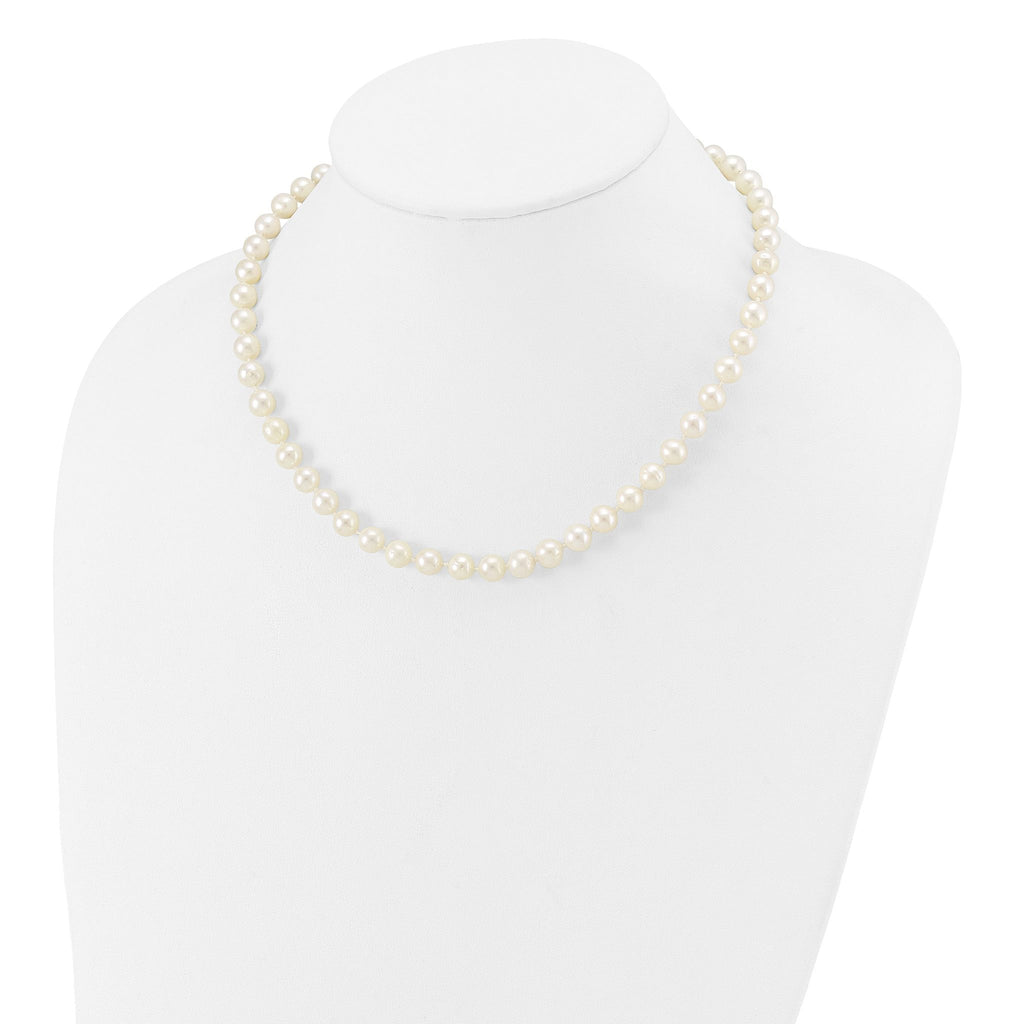 10 Karat 7-8mm White Near-Round Freshwater Cultured Pearl 16 inch Necklace