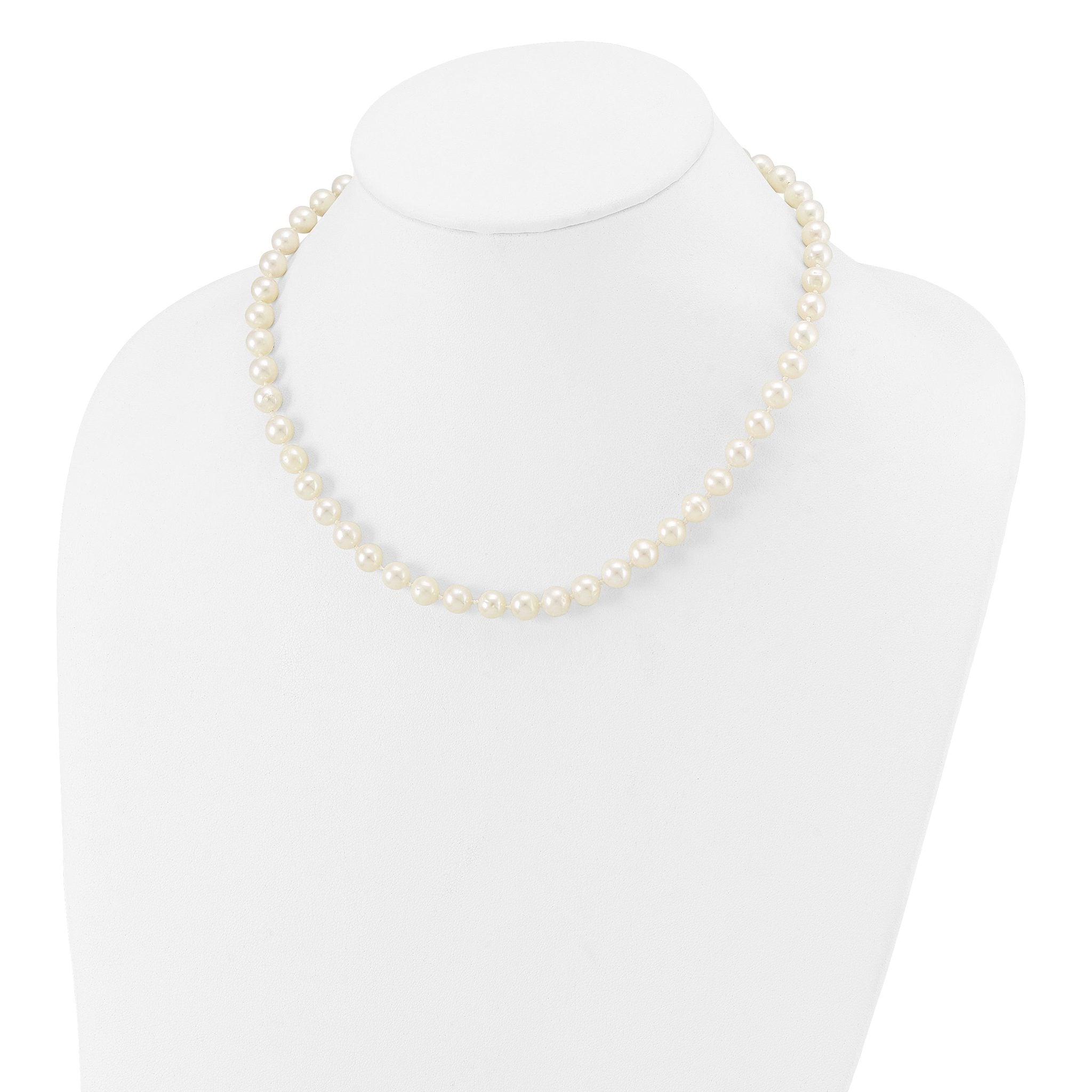 10 Karat 7-8mm White Near-Round Freshwater Cultured Pearl 16 inch Necklace