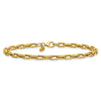 14K Polished Textured Fancy Link Bracelet