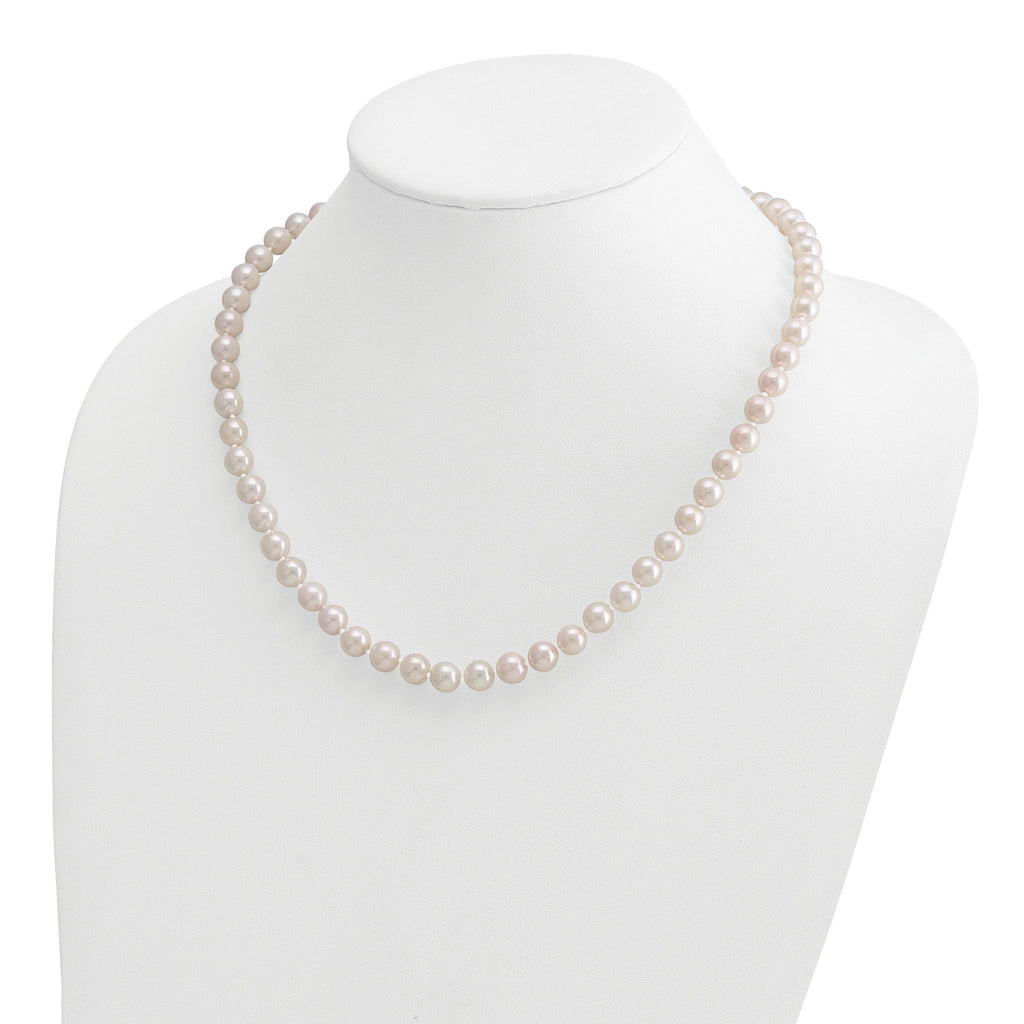 14k 7-8mm White Round Akoya Saltwater Cultured Pearl Necklace