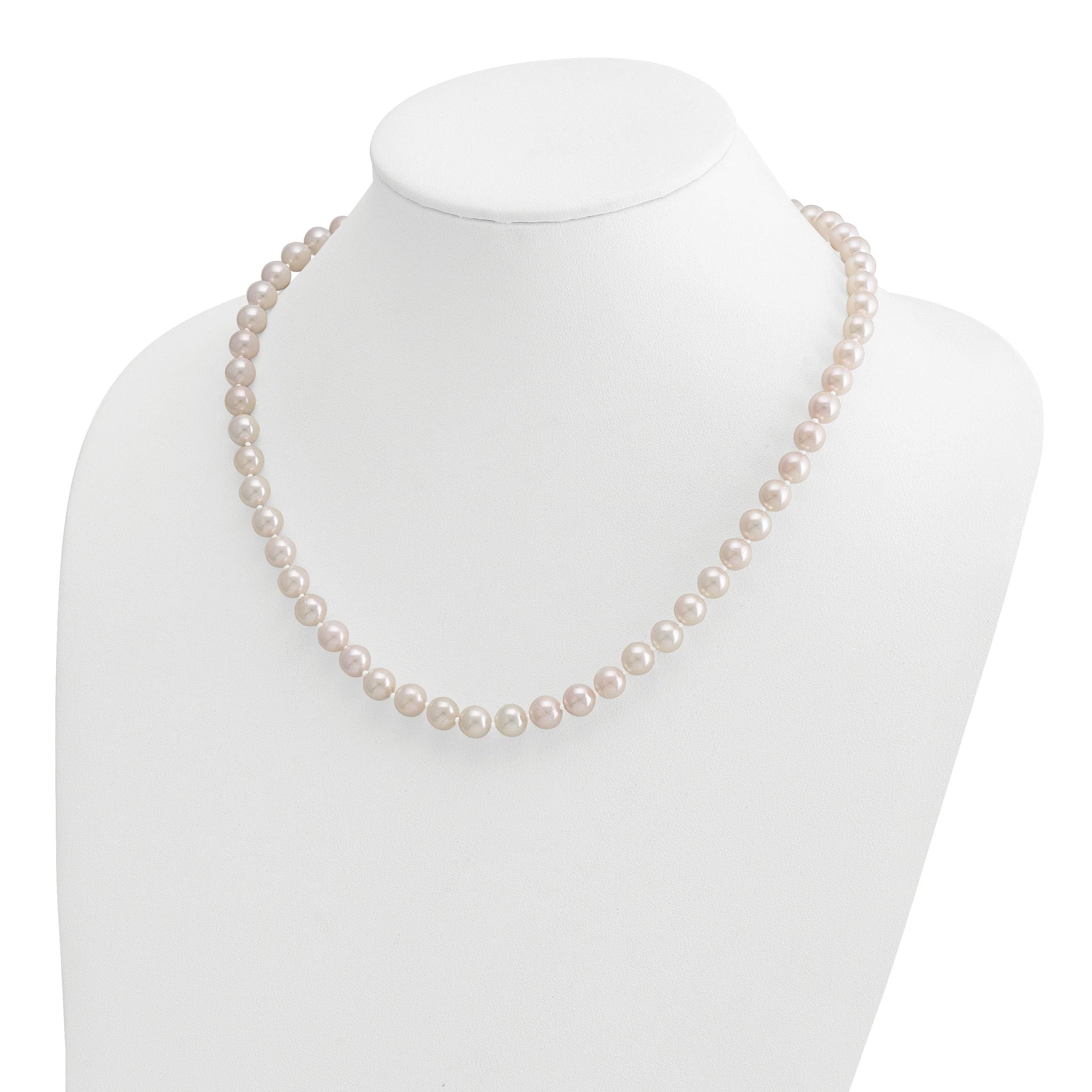 14k 7-8mm White Round Akoya Saltwater Cultured Pearl Necklace