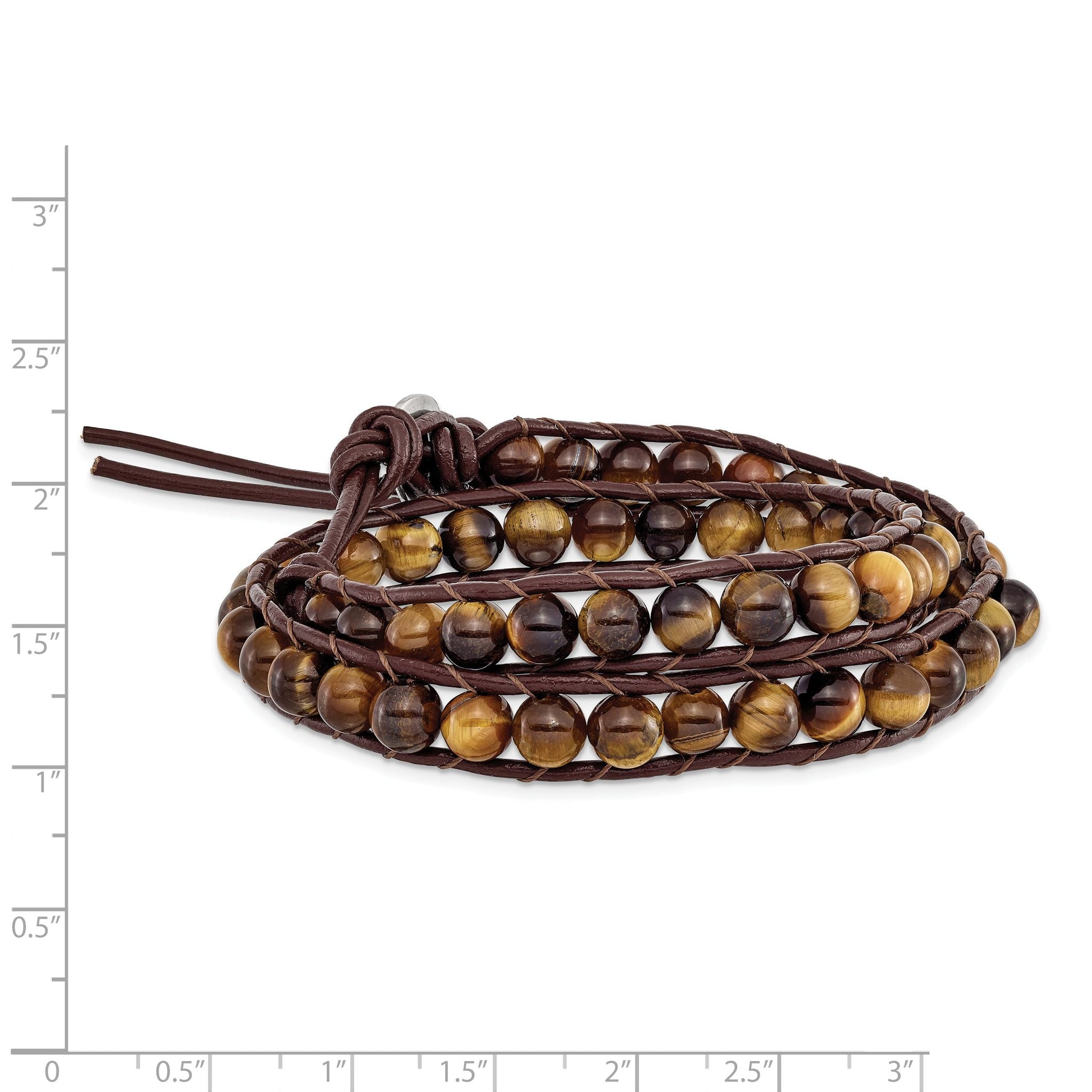 6mm Brown Beads and Leather Cord Multi Wrap Bracelet Secondary image