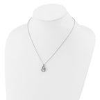Cheryl M Sterling Silver Rhodium-plated Polished Vibrant CZ Teardrop Necklace