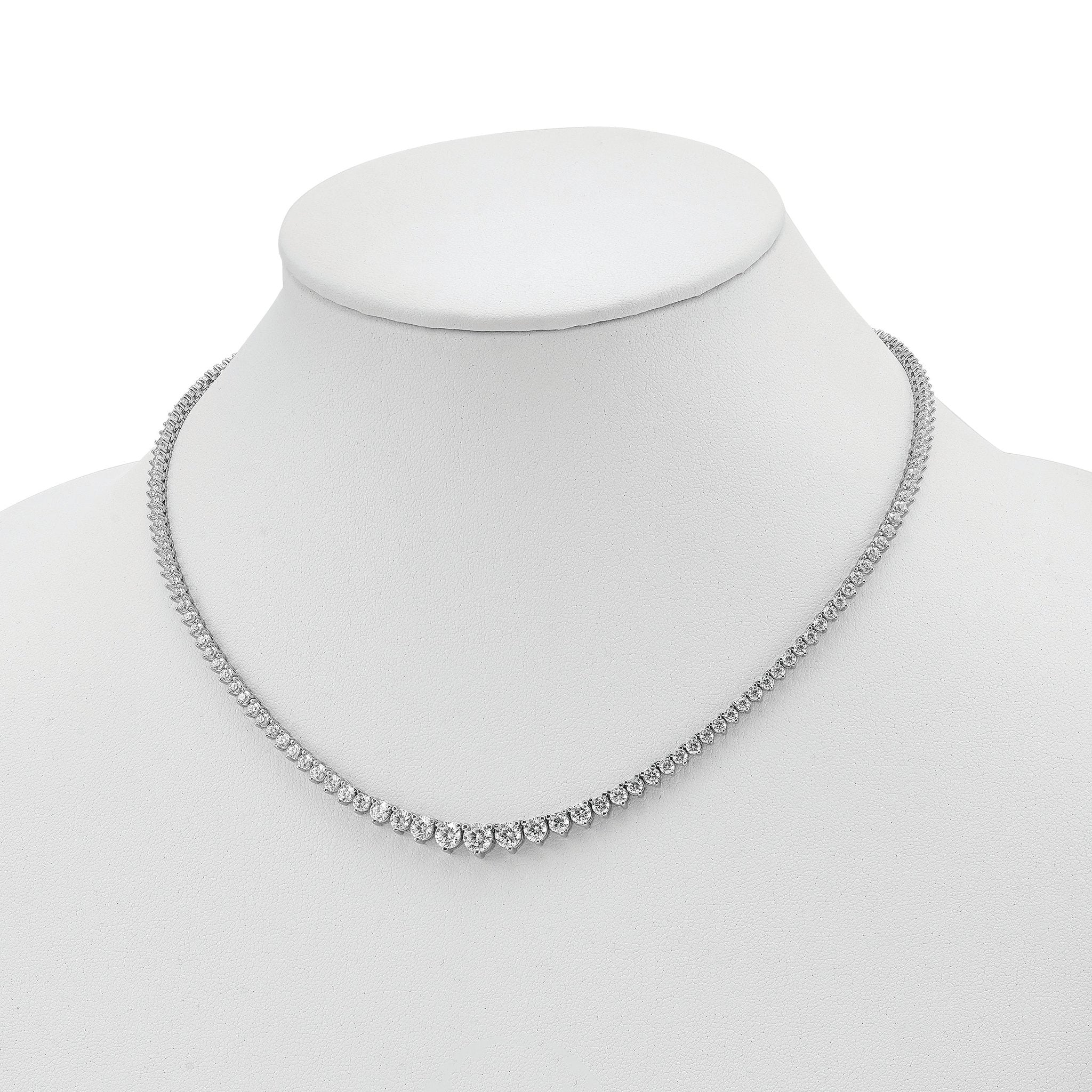 Sterling Shimmer Sterling Silver Rhodium-plated 17 inch 157 Stone Graduated CZ Necklace Secondary image