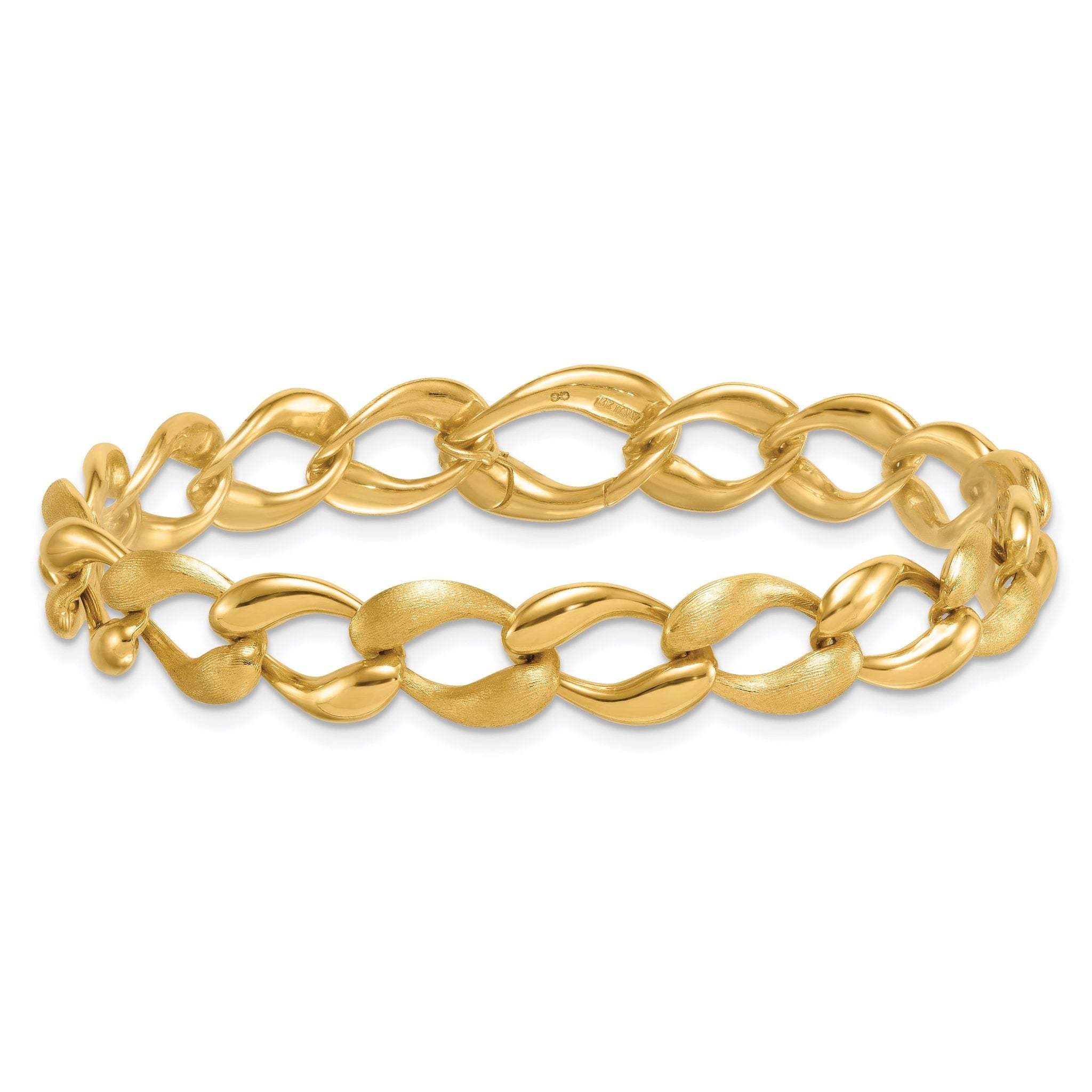 14k Brushed and Polished 9mm Fancy Curb Link 7 inch Bracelet