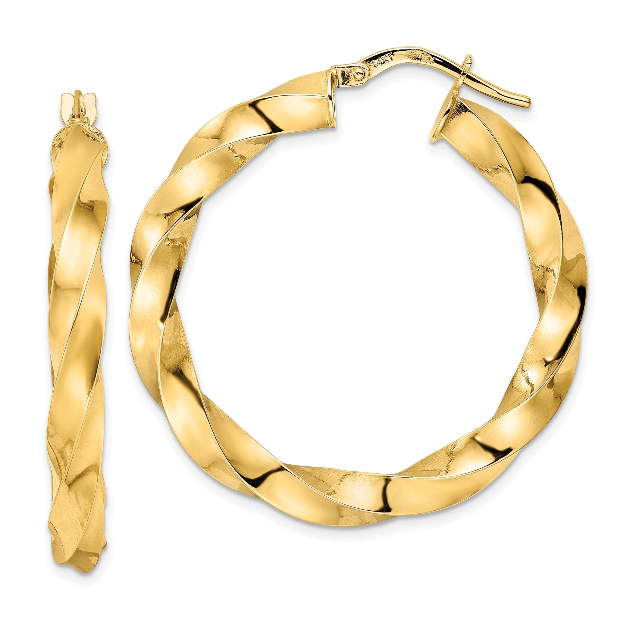 14K Polished Twisted Hoop Earrings Main image