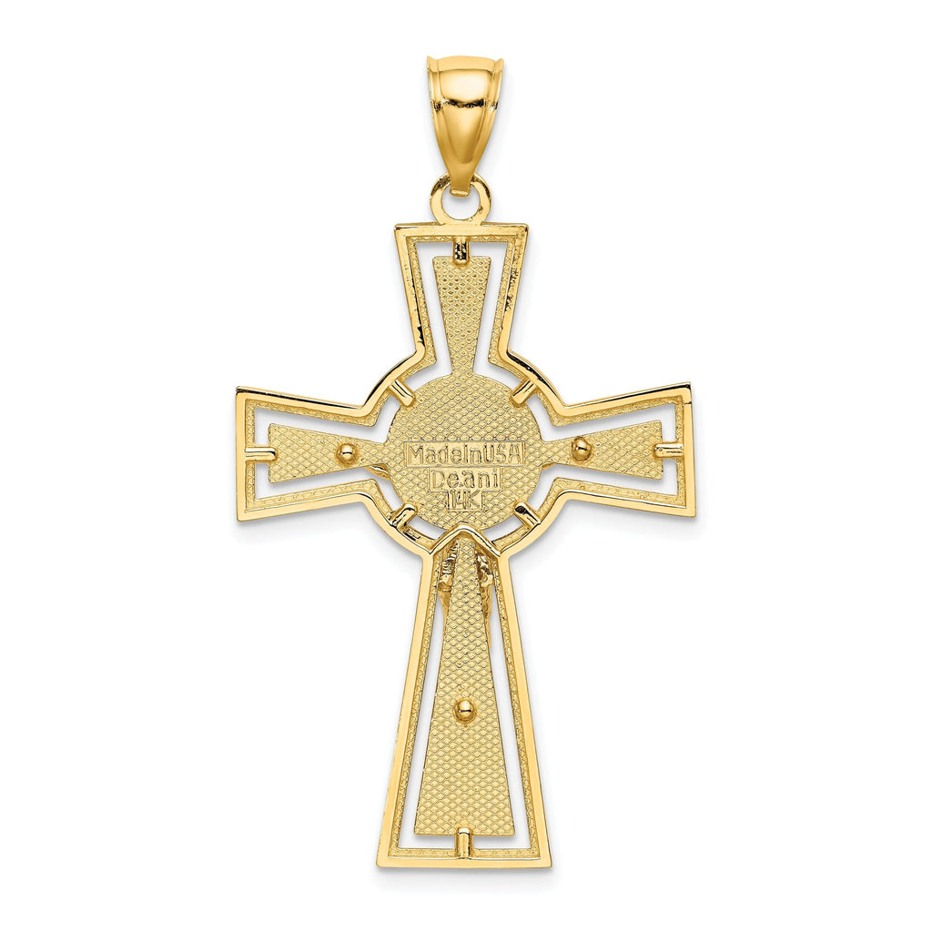 14K Cut-Out Crucifix W/ Center Circle Charm