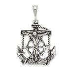Sterling Silver 925 Mariner Crucifix Charm with Antiqued Finish