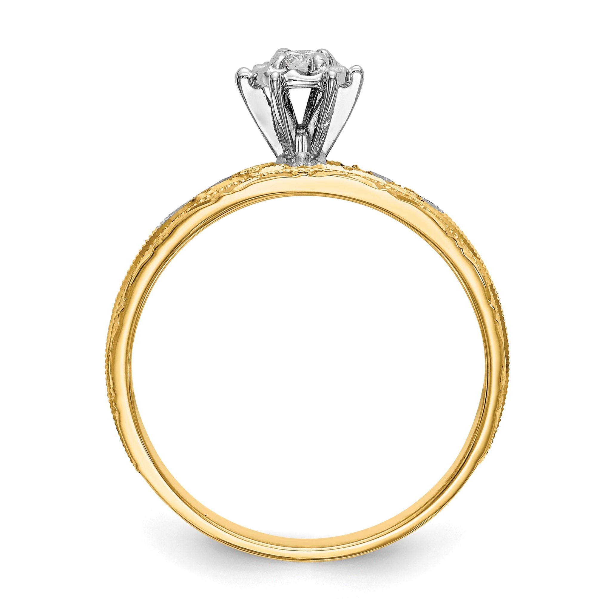 14k AA Quality 1/10 carat Diamond Trio Complete Engagement Ring Secondary image
