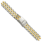Pilot-Style Two-Tone Watch Band in Stainless Steel, 20-22mm