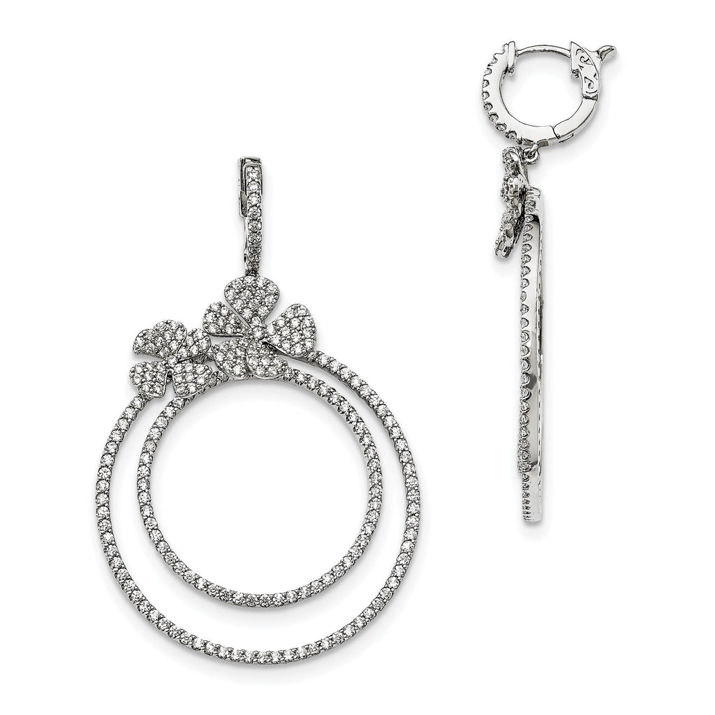 Sterling Silver 925 CZ Dangle Hoop Earrings by Sophia Jewelers