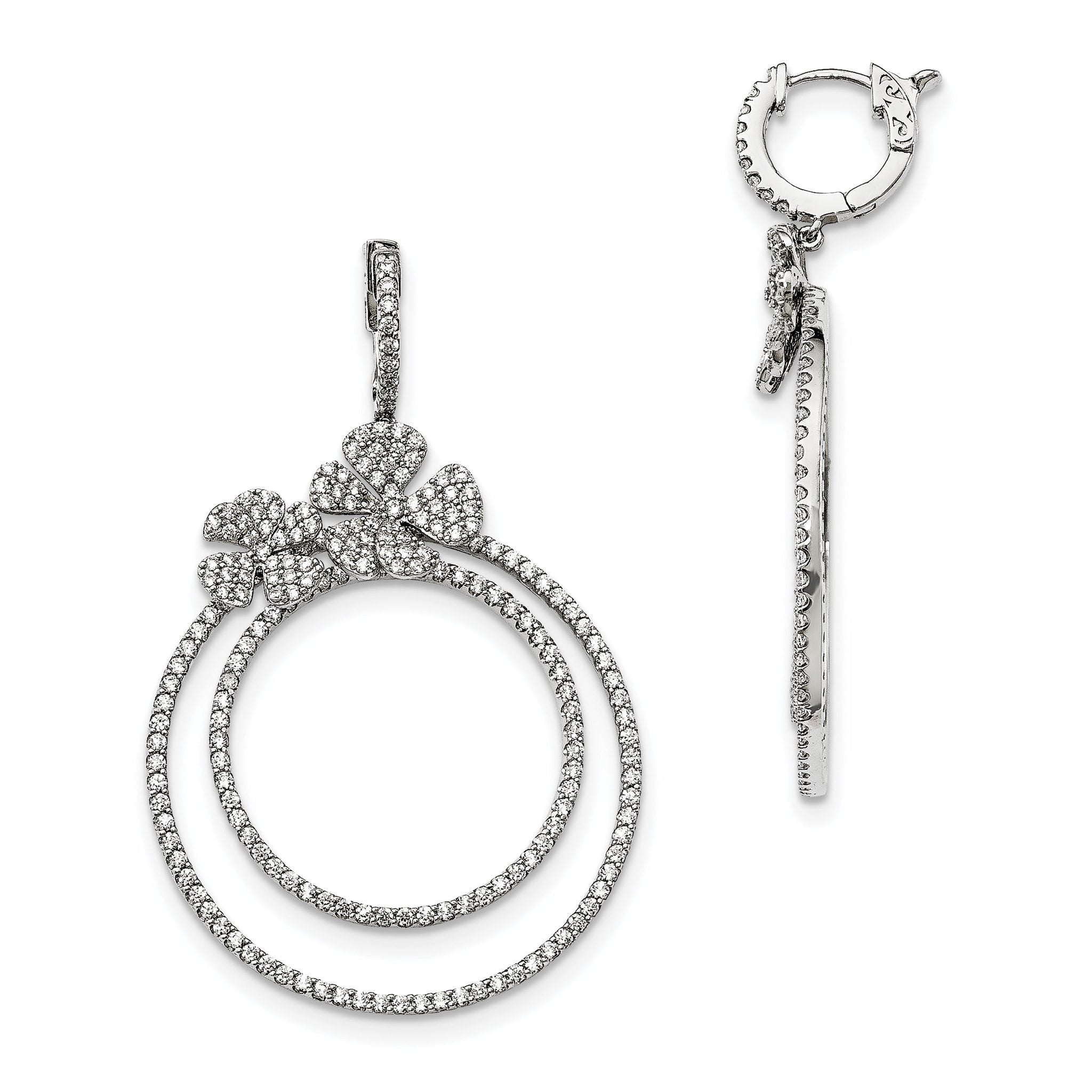 Sterling Silver 925 CZ Dangle Hoop Earrings by Sophia Jewelers