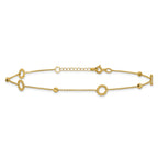 14K Polished and Diamond-cut 10in Plus 1in ext. Anklet
