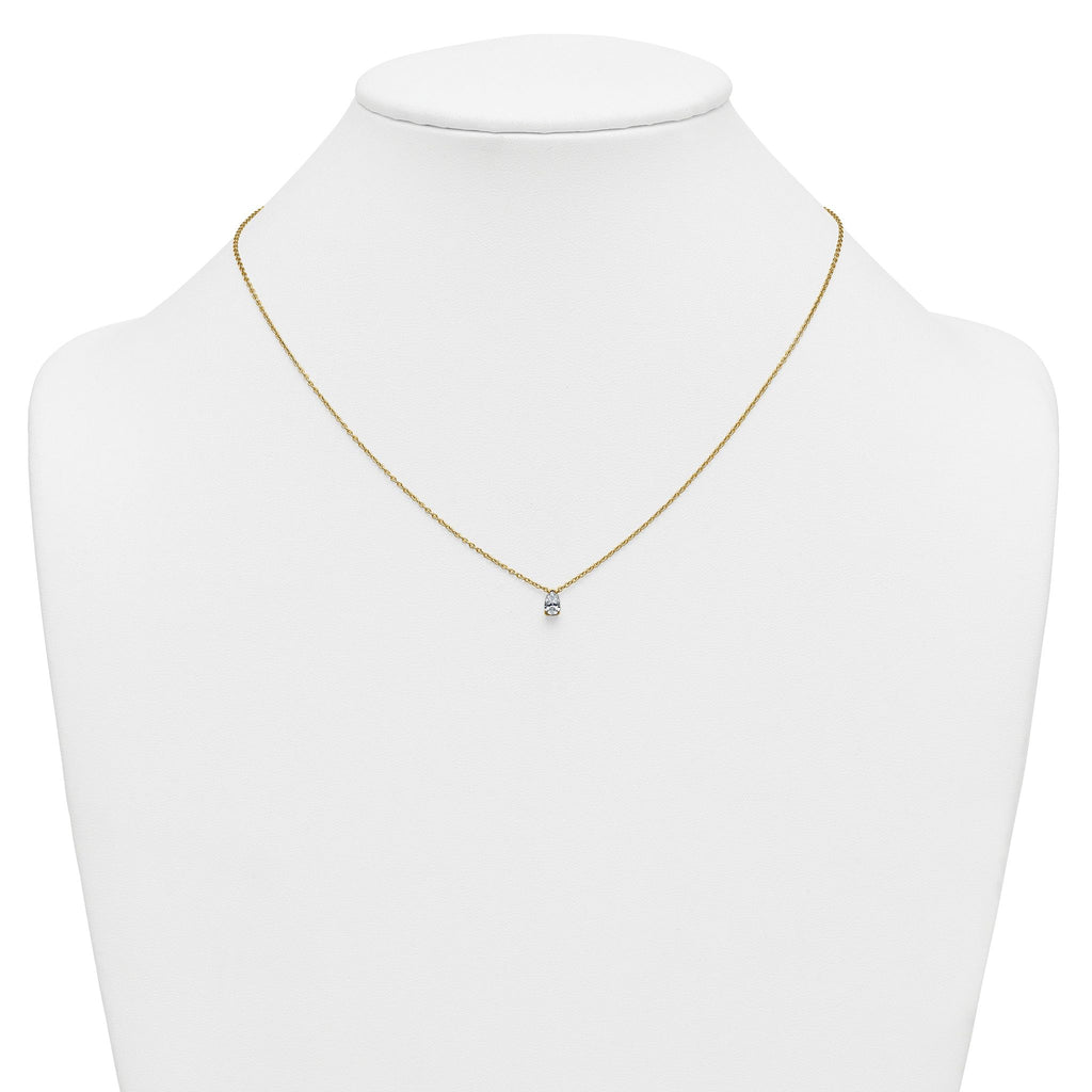 14k 1/4 carat Lab Grown Diamond VS+ F+ Pear Complete 18 inch Four Prong Pendant Necklace